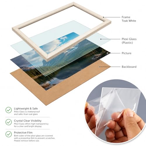 Image of AbhiKalpya Art Studio A3 Photo Frame 12x16 Inch Premium Beige Frame with Brown Border with Acrylic Front Wall Hanging Frame for Artwork, Posters, Paintings & Photos (Set of 1)