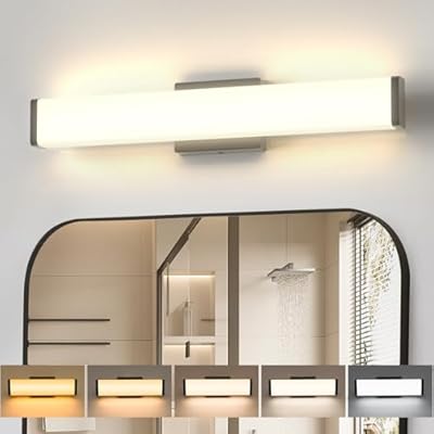 Amico Bathroom Light Fixtures, 16 inch Dimmable 5CCT Led Modern Vanity Lights for Bathroom, Black Wall Lamp for Mirror, Living Room, Kitchen, Hallway, Cabinet Porch-ETL Certificated
