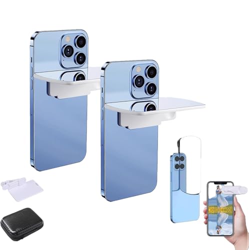 XLWXDD Mirror Effect Lens - Capture Stunning Reflections Instantly, Smart Phone Camera Mirror Reflection Clip Kit, Adjustable HD Glass Vertical Clip on Selfie Mirror for Outdoor Travel (White*2)