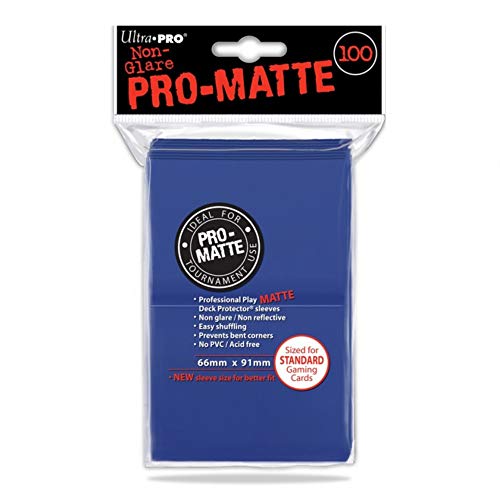 Ultra Pro 84514 Pro-Matte Standard Size 66mm x91mm Deck Protectors: Blue (100 Sleeves)