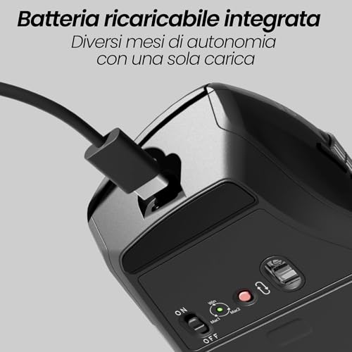 T'nb Infinite Pro Mouse Wireless Ricaricabile, Rotella Di Rilasciata E Rotella Laterale, Scorrimento Ultra-Rapido, Doppia Connessione Bluetooth E Radiofrequenza, Compatibile Con Windows/Macos, Nero - 5