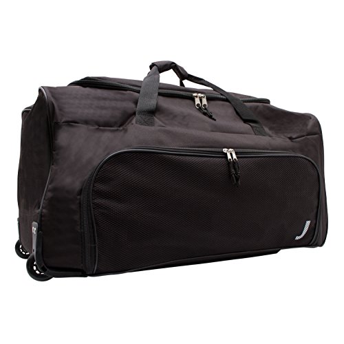 Jetstream Heavy Duty Large Sports Gym Equipment Travel Wheeled Roller Duffel Bag 28 Inch (Black)