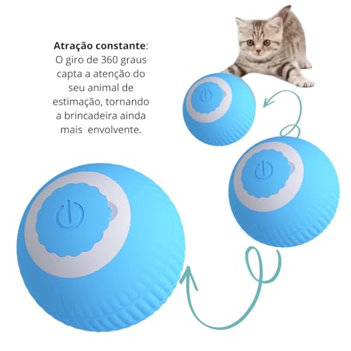 Bola Inteligente Interativa Recarregável USB para Gatos e Cachorros Brinquedo Estimulante e Divertid