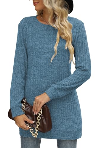 Image of Sweaters for Women Long Sleeve Crewneck Sweatshirt Loose Casual Tunic Tops