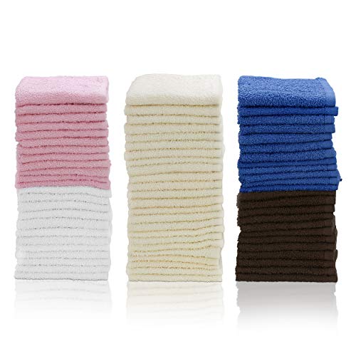 Simpli-Magic 79264 Cotton Washcloths, Size: 12”X12”, Multi Color, 50 Pack #TOP24