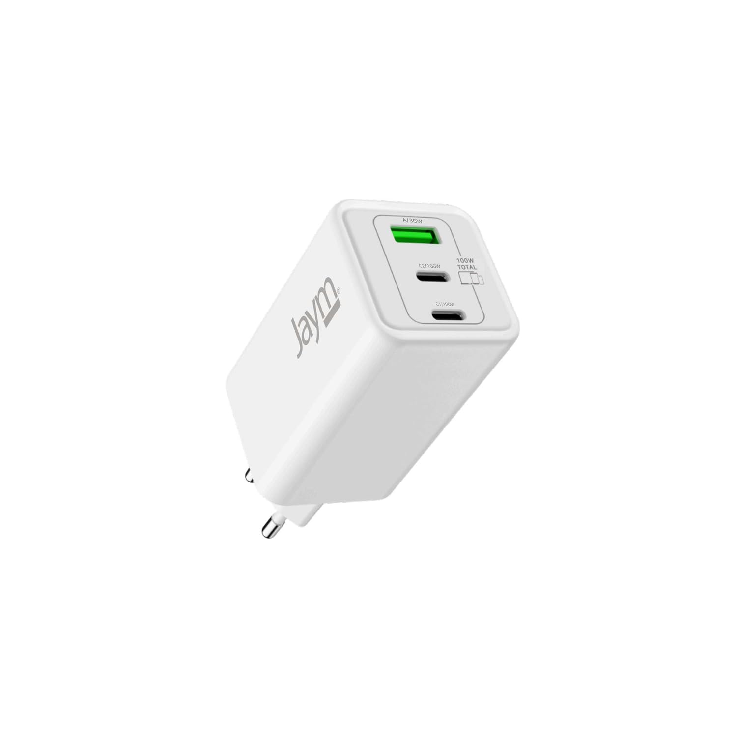 JAYM Chargeur GaN USB-C 100W - 2 USB-C + USB-A - MacBook iPhone iPad