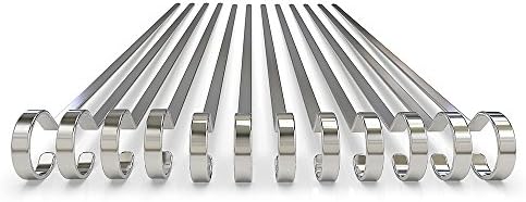 MASTER COOK Skewers 12" Flat Kabob Stainless Steel BBQ Set, Reusable Sticks, Sliver, Skewers For Grilling