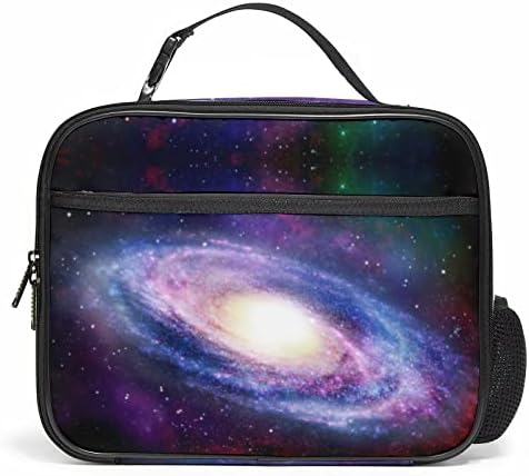 Thermal Reusable Lunch Bag with Detachable Handle, Insulated Cooler Galaxy Nebula Lunch Box for Boys and Girls Spacious Lunch Tote Bag with Multi-Pockets for Gym Picnic Office