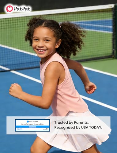 Image of PATPAT Girls Tennis Skirt Sets Moisture Wicking Tank Tops and Pleated Skirts 2 Piece Outfits Activewear Sets 5-12 Years
