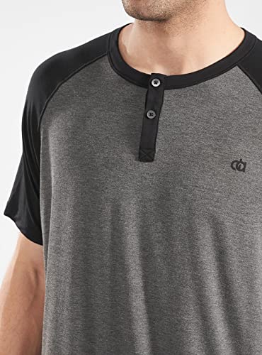 David Archy Men's Summer Pajamas Set Short Sleeve Pjs Shorts Bamboo Rayon Fiber Soft Fresh Breathable Loungewear (S, Black) #TOP3