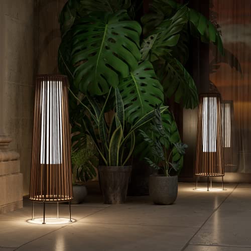 Grand Patio Outdoor Floor Solar Light 2-Pack, All-Weather Wicker Solar Patio Lamp Waterproof Outside Solar Deck Lamp For Porch, Yard, Garden, Lawn Decorations - Dark Brown, Gordes 2 Pcs #TOP1