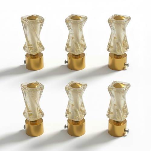 Image of Atlantic Curtain Rod Finials Set of 6, Decorative Textured Resin Finials with Gold Finish for Standard Drapery Rods