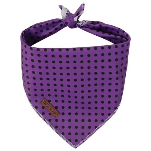 Lavender Polka Dog Bandana, UP URARA PUP Purple Dots Puppy Bandana for Small,Medium Dog, Comfortable Cotton Triangle Bid Scarf Dog, Pet Kerchief for Girl Boy Dogs or Cats