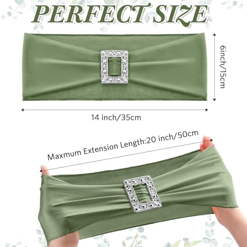 image for CHENGU 50 Pcs Spandex Chair Sashes with Square Buckle Slider Stretch C