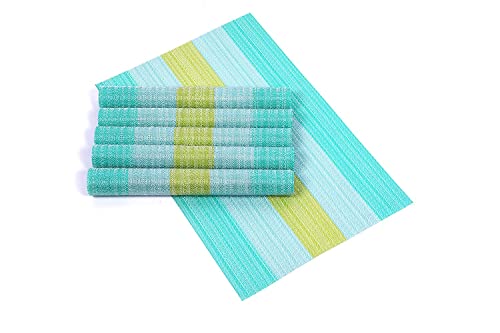 Image of Woven PVC Vinyl Dining Table Placemats - Heat Resistant, Washable & Stain Resistant | Stylish Table Mats for Home, Kitchen, Restaurant & Gifting (Pack of 4,Arctic Blue)