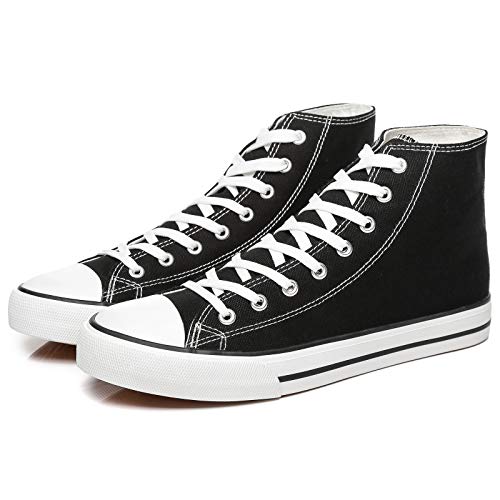 Yageyan Men’s High Top Canvas Sneakers Fashion Lace Up Walking Shoes Casual Classic(Black,11 #TOP11