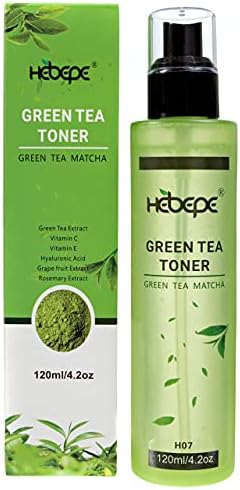 Hebepe Green Tea Matcha Facial Toner, Alcohol-Free, Refreshing, Moisturizing, and Soothing Face Toner, with Hyaluronic Acid, White Willow, Honeysuckle, Grapefruit Extract, Rosemary, 120ml