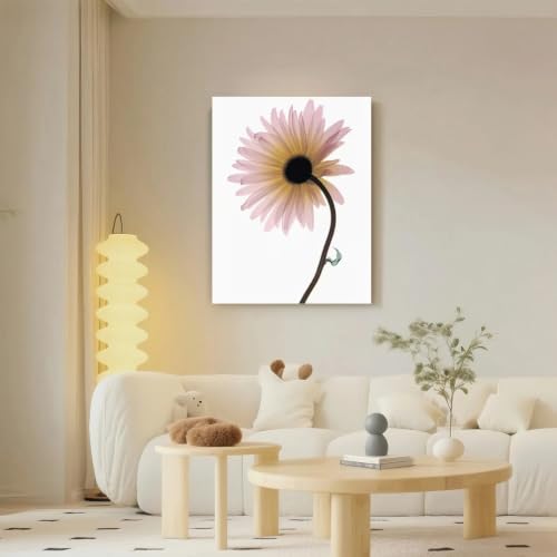 Imprimé botanique rose pâle et jaune grand format 70 x 100 cm
