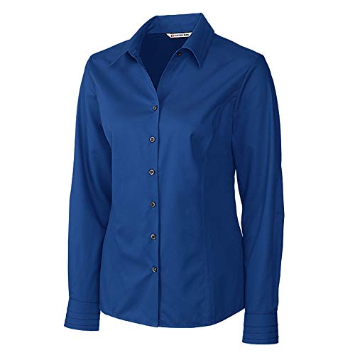 Cutter & Buck Women's Epic Easy Care Long Sleeve Fine Twill Collared Shirt, French Blue, XXXL