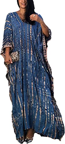 Saída de praia feminina de rayon plus size, casual, gola V, túnica longa, A azul-marinho, GG