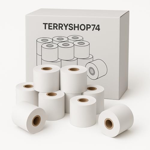Rollos térmicos de 57 mm x 30 m, núcleo de 12 mm, paquete de 10 rollos para caja registradora, POS e impresoras fiscales, papel térmico de alta calidad sin BPA