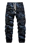 APTRO Cargo Trousers for Men with Multiple Pockets Camo Work Trousers Men Mens Joggers Casual Tactical Combat Cotton Pants Camouflage Blue L