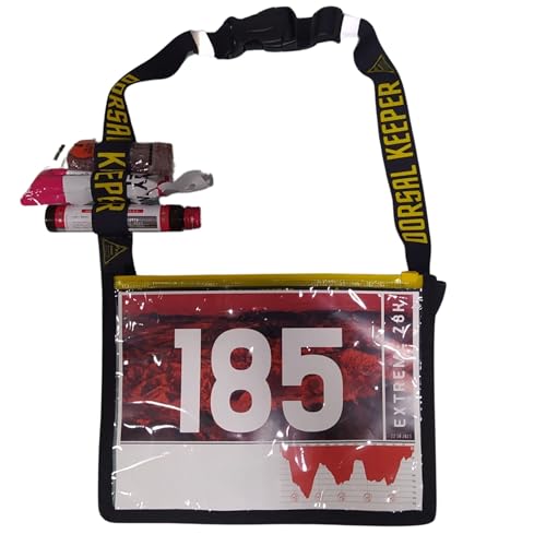 Dorsal Keeper Porta Dorsal cinturón Deportivo número de competición Trail Running Triatlón duatlón Ciclismo Maratones Marcha nórdica 4 Colores Unisex (Amarillo)