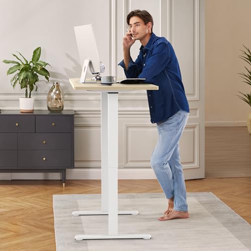 ErGear Dual Motor Standing Desk Frame, Electric Adjustable Legs Compatible Desktop Size 44″-90″, 264 lbs Weight Capacity, 4 Memory Height Settings Stand up Desks Base, White Frame Only