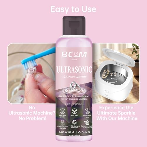 Ultrasonic Jewelry Cleaning Solution, Great for Use in All Ultrasound Machines, Eyeglass and Rings, Effective Solution for Cleaning Gold, Silver, Platinum, Diamonds, and Watch, 8.5 oz/250 ml,Pink