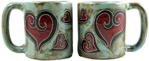 Set Of Two (2) Mara Stoneware Collection - 16 Oz. Coffee Cup Collectible Dinner Mugs - Heart Design #TOP9