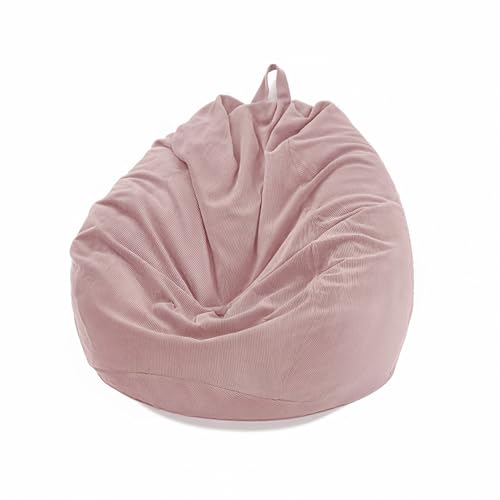 Gemuity Corduroy Bean Bag Chair Cover（No Filler） - Machine & Hand Washable, Removable Cover with Handle, Comfortable Beanbag for Living Room, Bedroom (Pink, S)