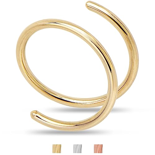 Body Candy 14K Gold Filled Double Hoop Nose Ring For Women And Men Hypoallergenic Spiral Nose Jewelry For Single Piercing Handmade In Usa  thumb #1