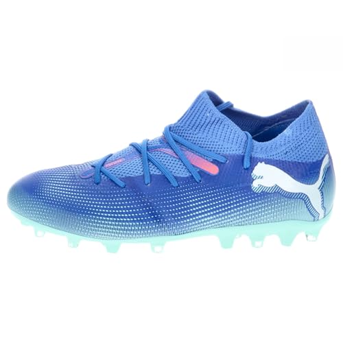 PUMA Future 7 Match MG Jr Soccer Shoe, Bluemazing White-Electric Peppermint, 37.5 EU