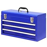 BIG RED 3 Drawer 20' Metal Tool Box Portable Steel Tool Chest with Ball-Bearing Slides and 2 Metal Latches Closure for Garage,Home or Workbench,Blue,ANTBD133-XU