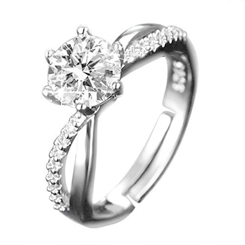 Image of Peora American Diamond Studded Silver Plated Finger Ring Fashion Wear Stylish Jewellery Gift for Girls & Women (PX8R68) - Valentines Gift for Her