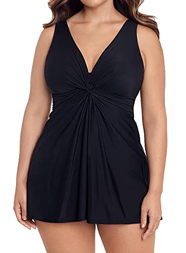 Miraclesuit Women's Swimwear Must Have Marais Tummy Control One Piece Swimdress, Black, 14