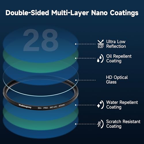 Walking Way Filtro UV 55MM Filtros Ultravioleta con Nano Coating Revestimiento Ultrafino Protector MRC UV Filter para Objetivo - imagen 4