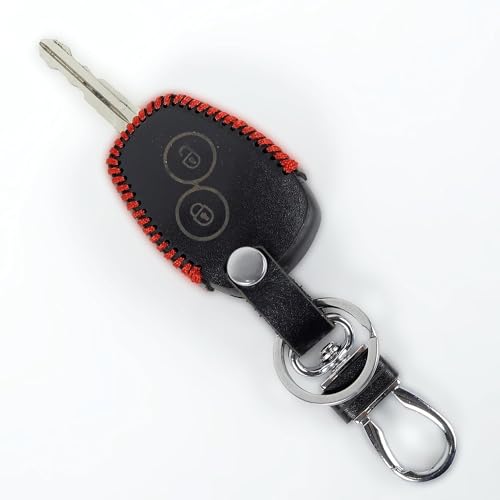 Image of Leather Smart Car Key Cover Case with Metal Hook Keychain for Nissan Terreno (Black)