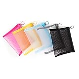 Patu Zipper Mesh Bags, Size M / A6, 5 Pieces, Beauty Makeup Cosmetic Accessories Organizer, Travel Toiletry Kit Set Storage Pouch, Assorted Colors