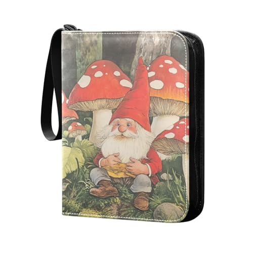 Tarjetero para álbum de tarjetas con fundas extraíbles de doble cara para niños y niñas, juguetes de regalo de dibujos animados lindos hongos gnomos