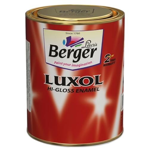 Image of BERGER Luxol Hi-Gloss Enamel Paint | Oil-Based | Mirror Like Durable Weather Resistant High Gloss Finish | for Interior & Exterior Wall Wood and Metal Surfaces | Green Pro Certified(1L, Brown)