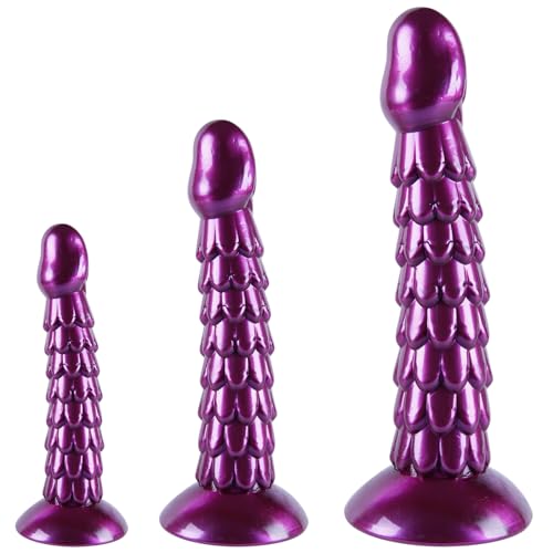 Realistisches Monster-Dildo-Trainingsset, 3 Größen des lila Fantasy-Drachen-Dildos(18,5 cm,20,5 cm,23 cm)Saugfuß-Anusplug, Prostata- und G-Punkt-Stimulationsspielzeug,für Anfänger bis Fortgeschrittene