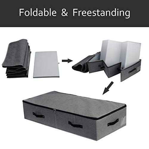 Amj Extra Length Under Bed Storage Organization Containers For Shoes, Clothing, Bedding, 35.5 X 16.5 X 7“, Black Gray #TOP3