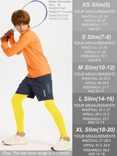 Image of DEVOROPA Boys Leggings Youth Compression Pants Sports Tights Basketball Football Baseball Soccer Baselayer Slim /Regular /Husky