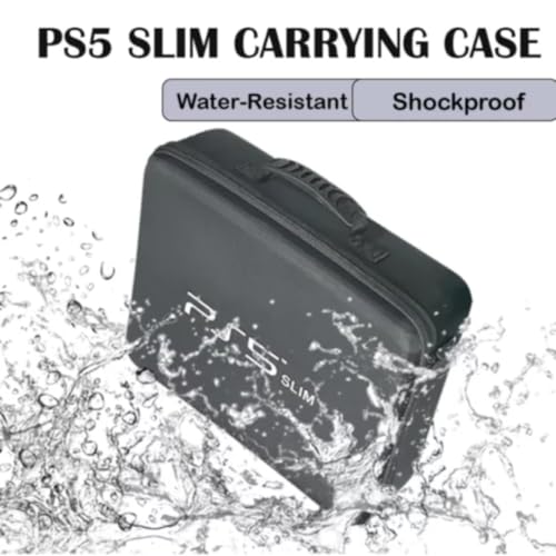 Image of TMG Storage Bag for PS-5(Slim), Carrying Case Portable Waterproof Shockproof Nylon Fabric Bag Fits for PS-5 (Slim) Travel Bag (Camo)