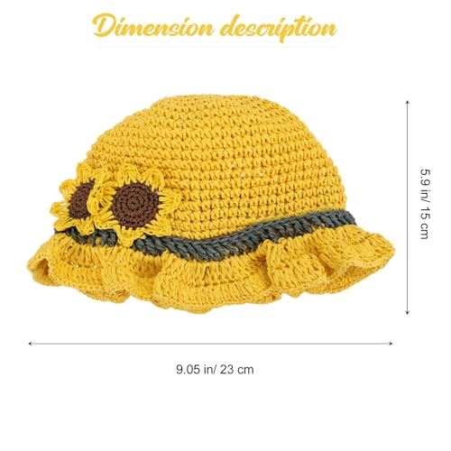 BESPORTBLE 1Pc Flower Sun Hat Straw Woven Beach Hat for Outdoor Summer Protection Cap Lovely Design for Parties and Sun Safety Yellow2