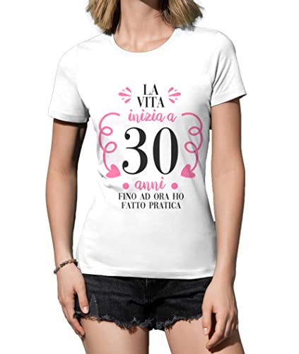 T-shirt femme ras du cou blanc XL La vie initiale A 30 ans