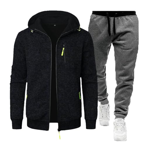 Genérico Chándal para hombre de algodón, casa, deporte, fitness, informal, jacquard, sudadera con capucha, chaqueta punto
