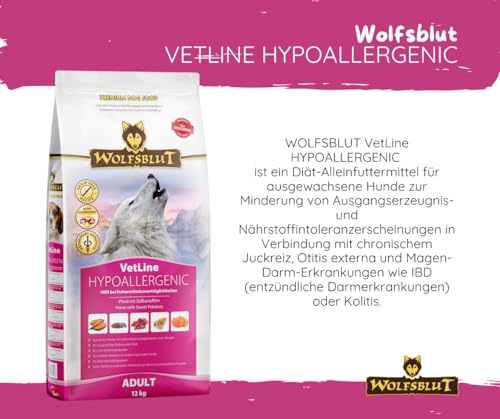 Wolfsblut Vetline Hundefutter - Hypoallergenic, 2x12kg - Sparbundel, Sparpaket - inklusive Warnicks Tierfutterservice Hundesnack Goodie