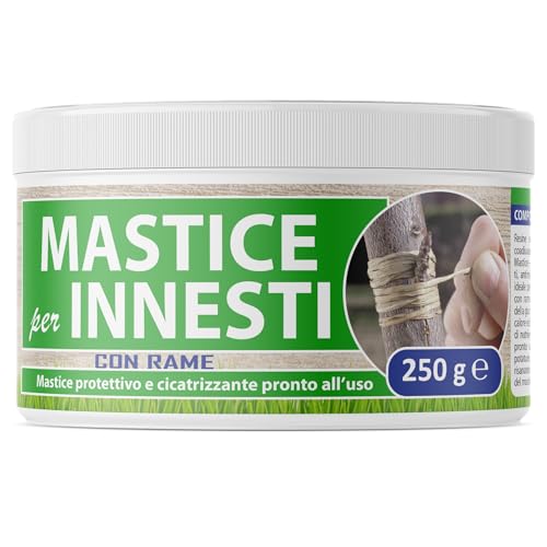 mastice per innesti e potature - con rame - antibatterico pasta cicatrizzante curativa per ferite piante alberi arbusti (250 gr)